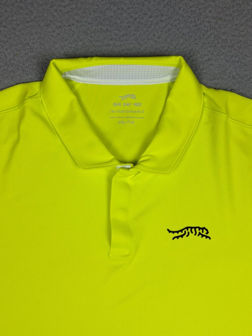 Sun Day Red Polo Mens Size 2XL Yellow Stretch Performance Golf Vibrant NO LOGOS - Picture 2 of 9